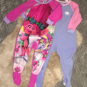 2t girls footie pajamas (set of 2)